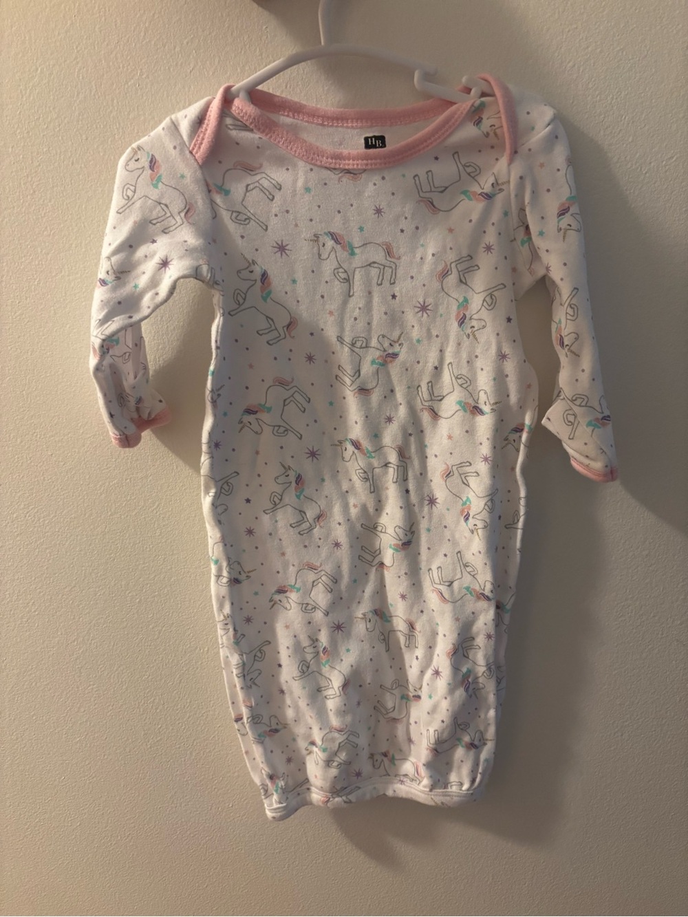 Unicorn Print White & Pink Baby Sleep Gown